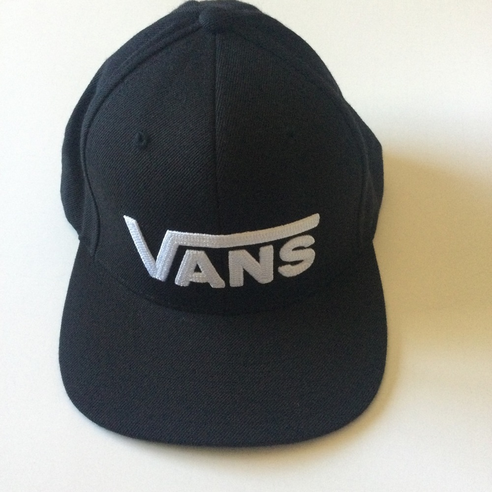VANS DROP V WOOL BLEND SNAPBACK HAT BLACK WITH WHITE OS NWOT
